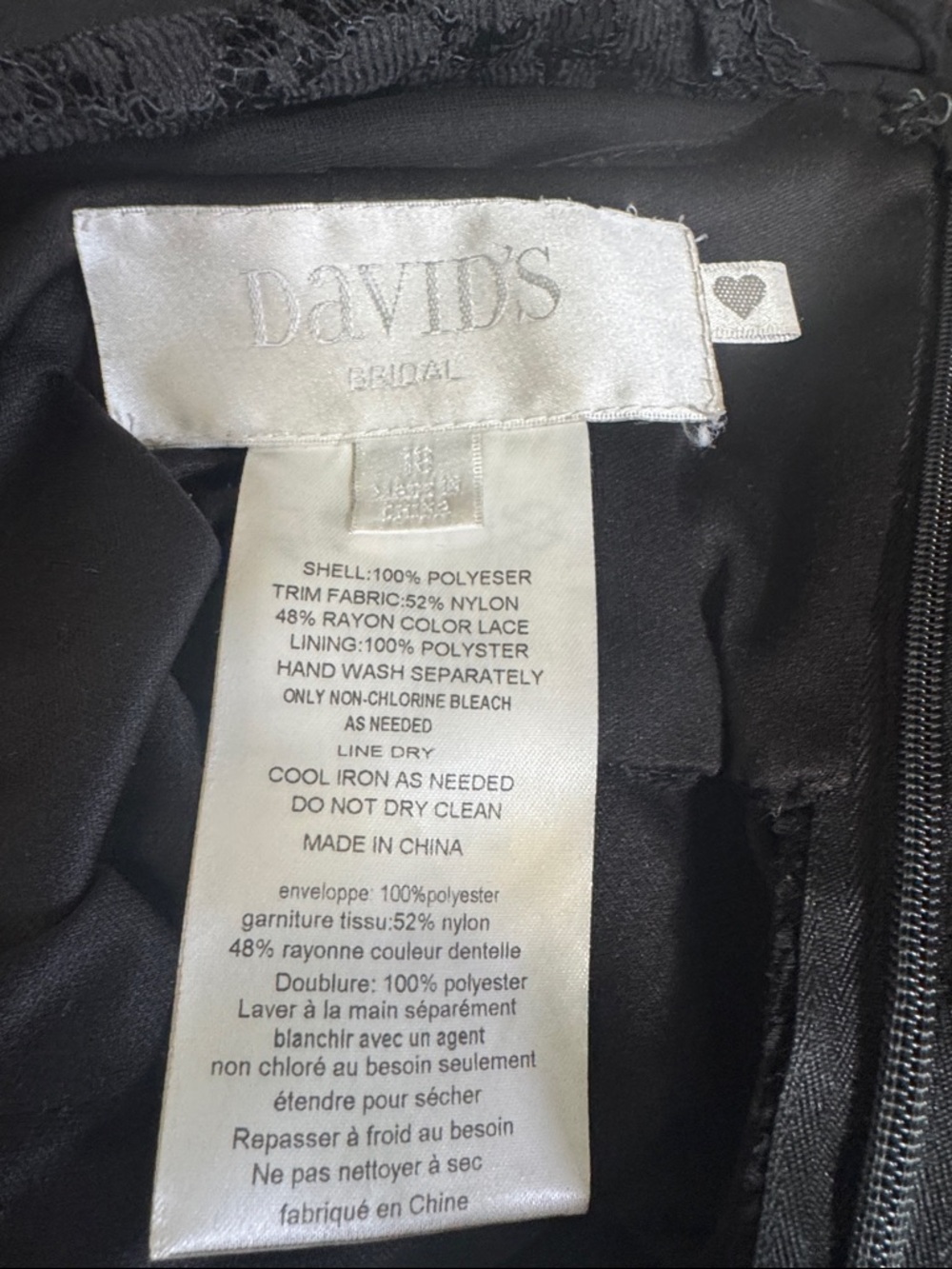 David's Bridal Black Lace Bodice Maxi Dress 18 - Picture 2 of 9